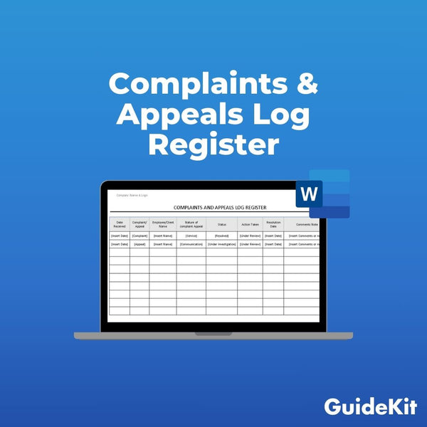 Complaints & Appeals Log Register Template