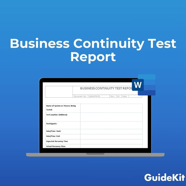 Business Continuity Test Report Template